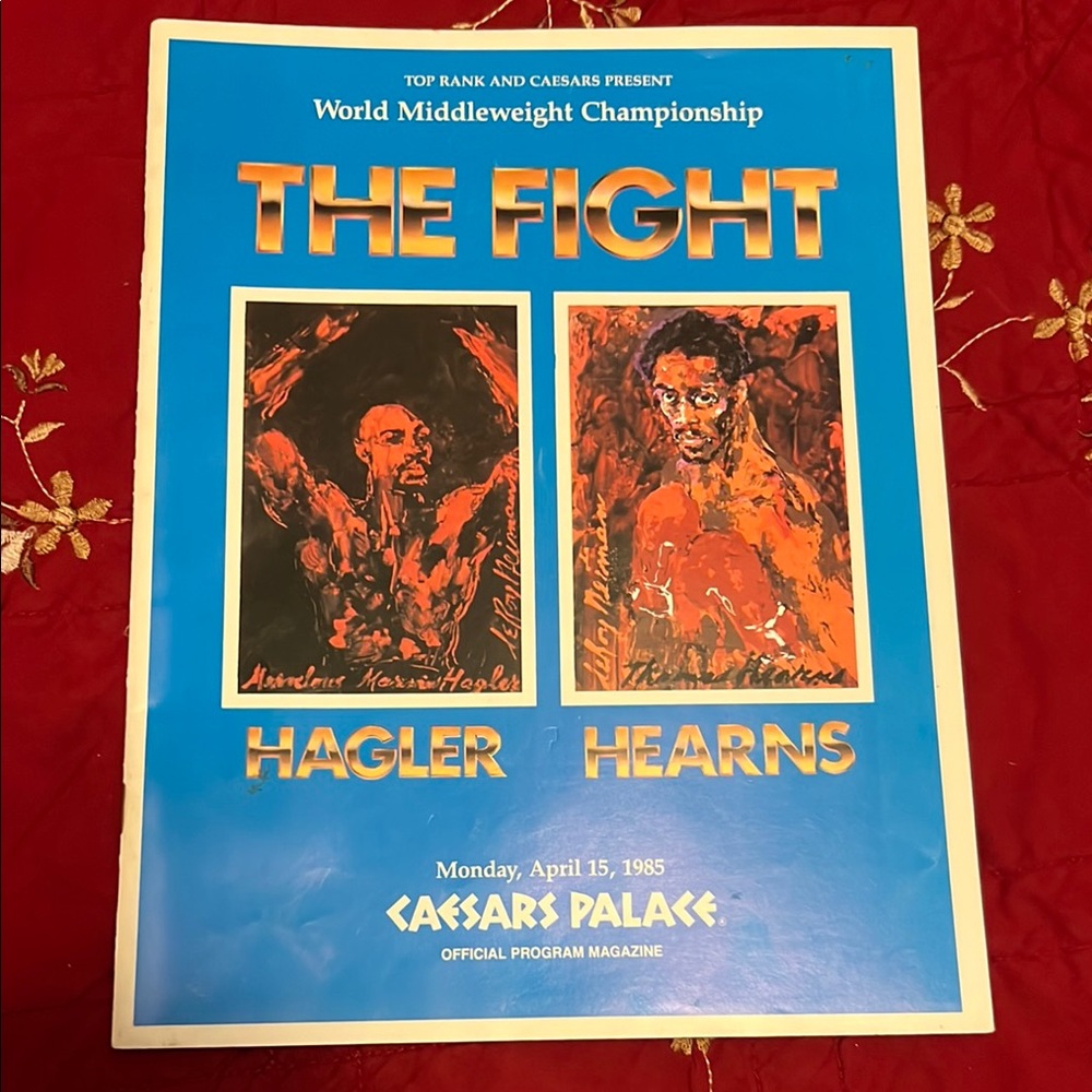 🔥1985 MARVIN HAGLER vs THOMAS HEARNS Program Middleweight CHAMPIONSHIP Caesars
